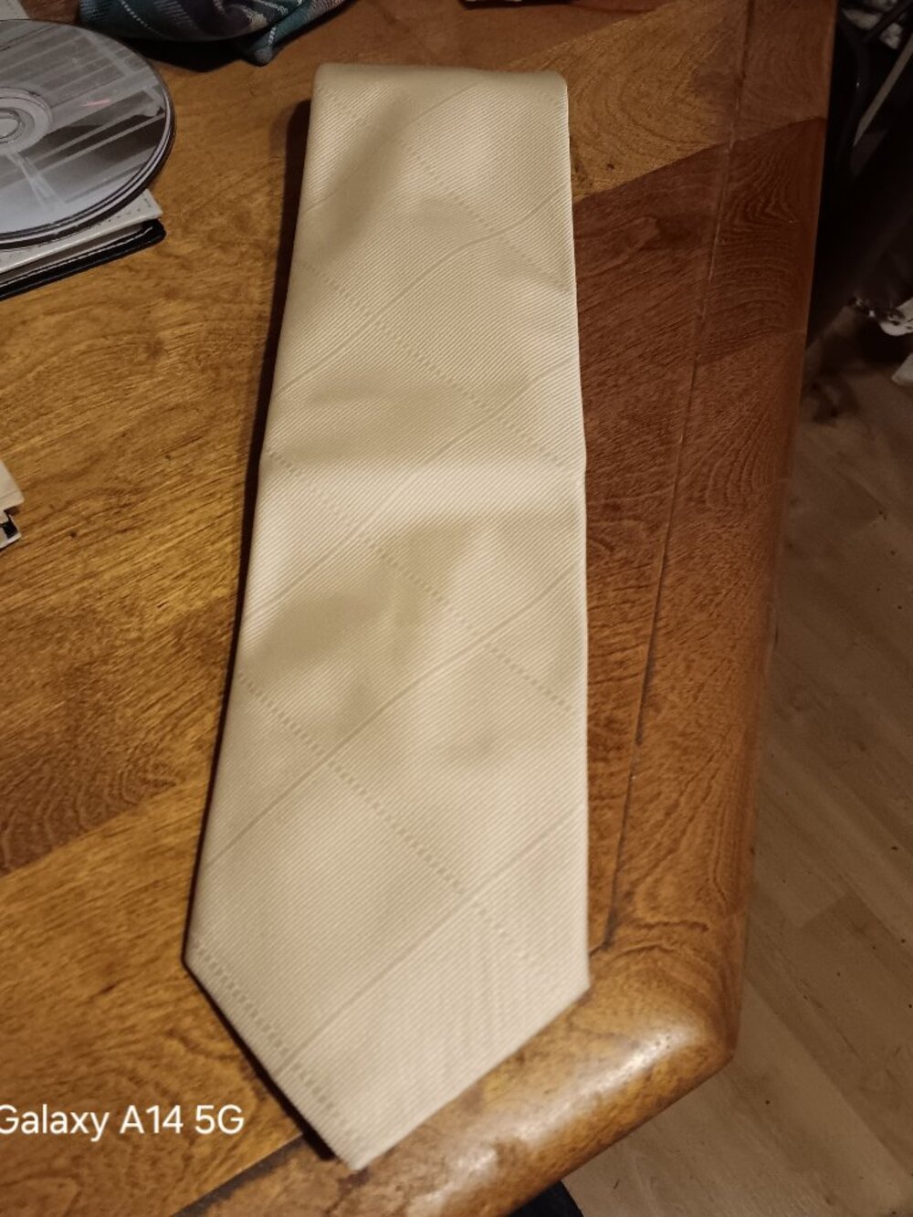 ROOS ATKINS Vintage Mens Tie Ivory Geometric Textured Necktie Formal Wedding